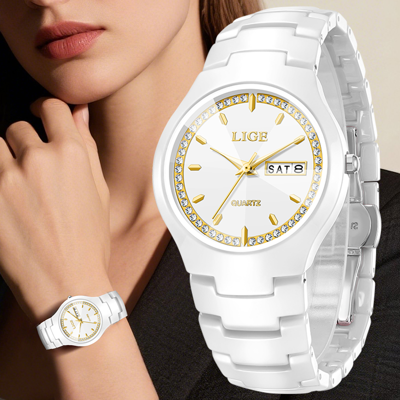 Vintage Fashion Week - LIGE 세라믹 시계 우아한 여성용 시계
