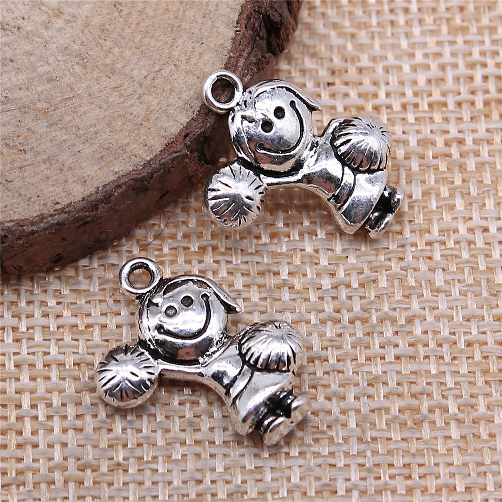 Vintage Fashion Wholesale - 20개, 22x15mm(0.87x0.59인치), 앤티크 실버 색상, 소녀