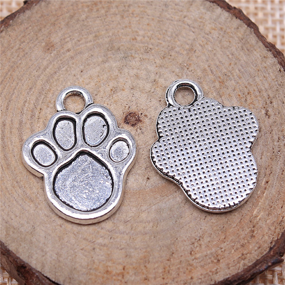 Vintage Fashion Wholesale - 20개, 22x17mm(0.87x0.67인치), 앤티크 실버 색상의 발