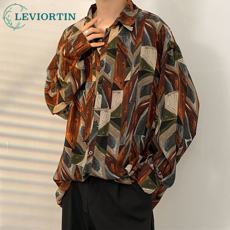 Vintage Fashion Korea - 골동품 빈티지 긴 소매 셔츠 남성용