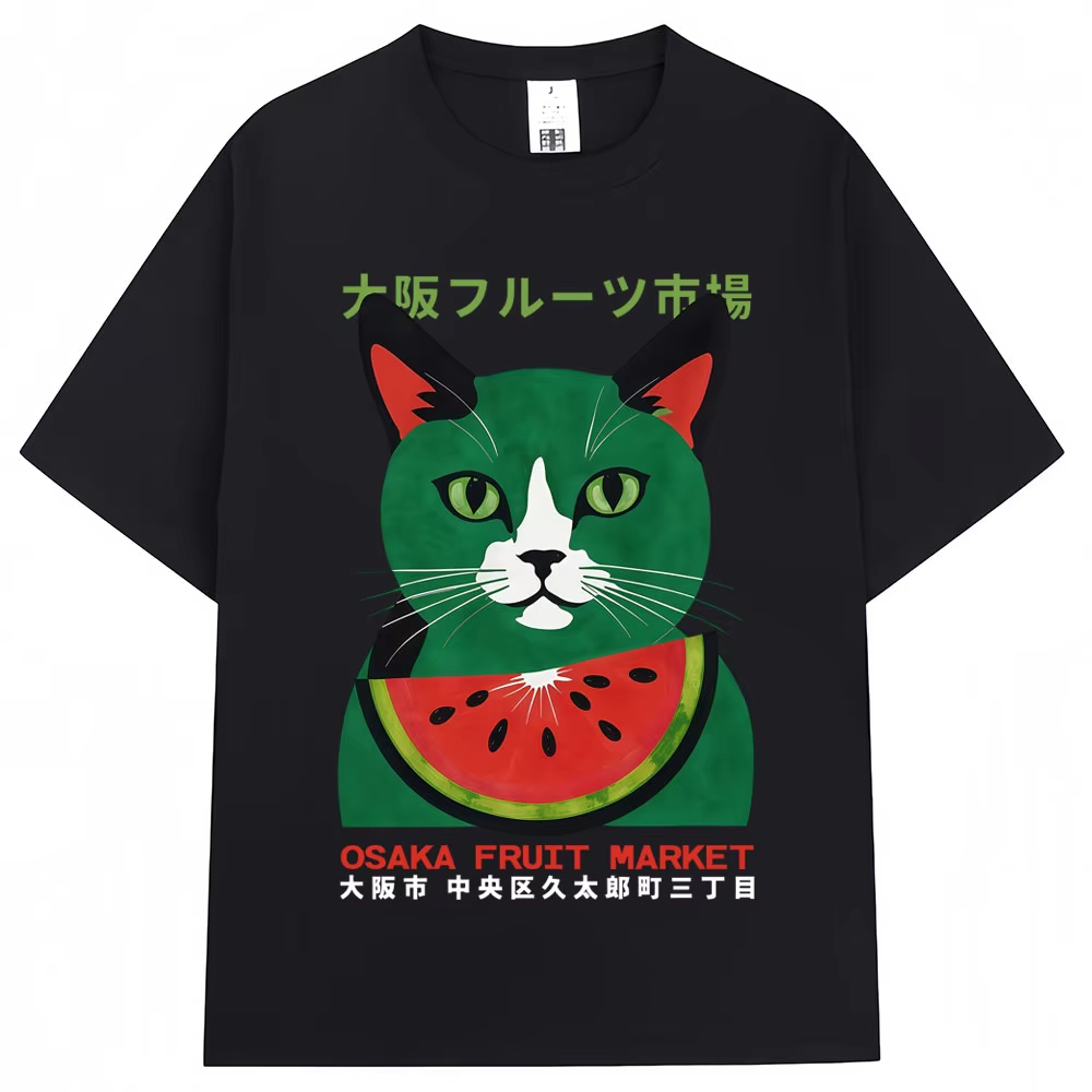 Vintage Fashion Market - 일본 스타일 재미있는 오사카 과일시장 고양이