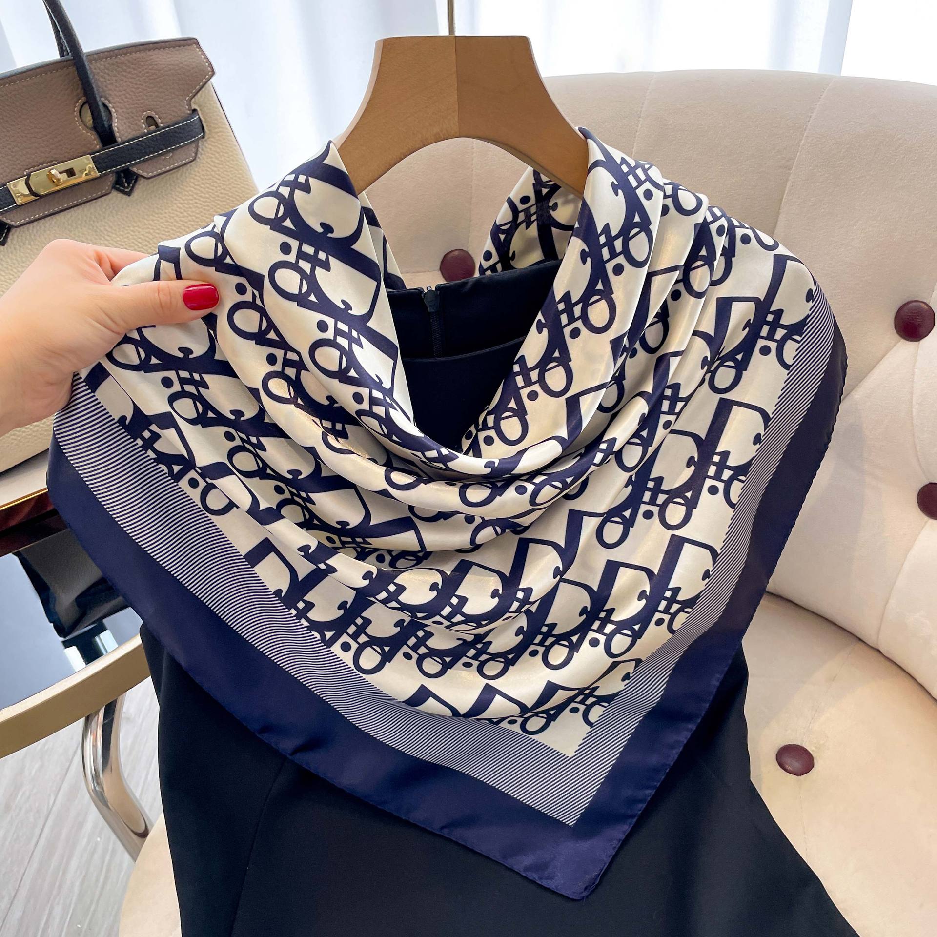 Vintage Fashion Knitwear - 1개 90cm 여성용 실크 스카프 빈티지