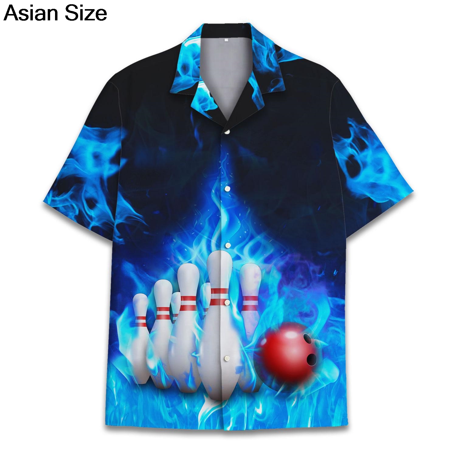 쿨 블루 파이어 볼링 스포츠 그래픽 패턴 유니섹스 반팔 - Bowling Shirt Camp 리뷰 및 가격