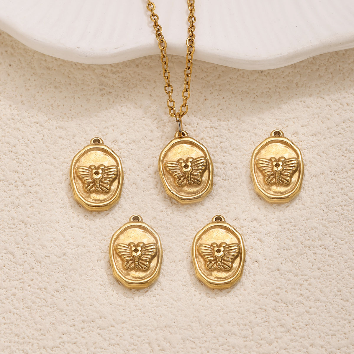 6개입 타원형 곤충 나비 펜던트 18k 스테인리스 스틸 - Vintage Fashion Wholesale 리뷰 및 가격