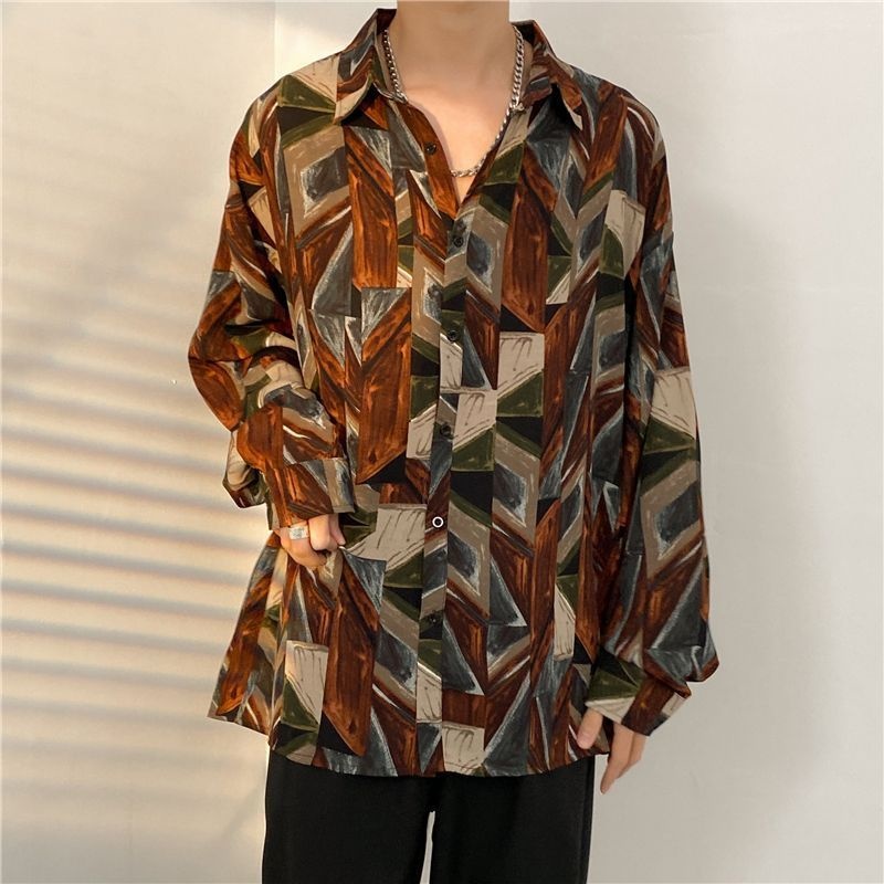 골동품 빈티지 긴 소매 셔츠 남성용 스트리트웨어 한국  - Vintage Fashion Korea 리뷰 및 가격