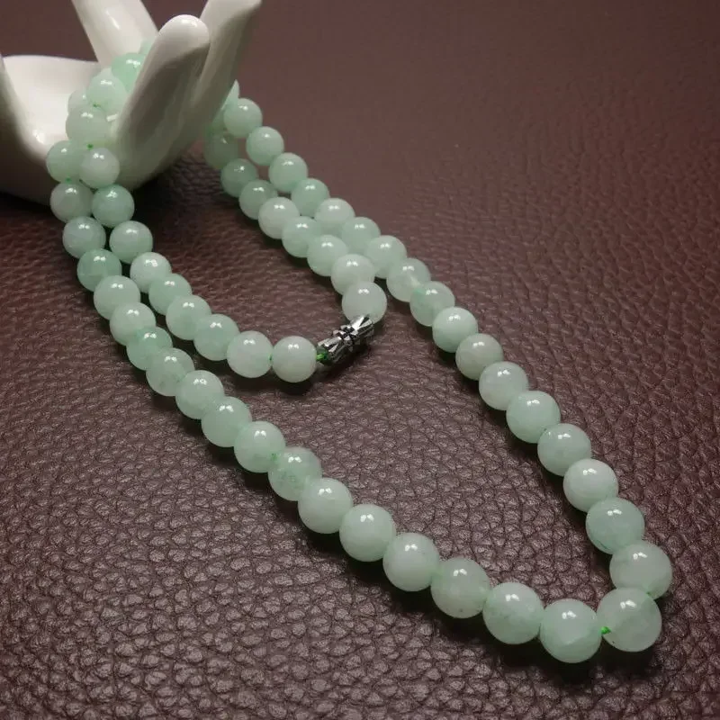 8-10mm 크기의 녹색 에메랄드 비즈 목걸이, 옥 장 - Vintage Fashion Necklace 리뷰 및 가격