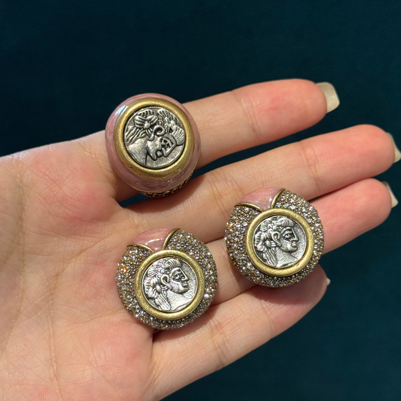 빈티지 고대 동전 핑크 주얼리 세트 목걸이 반지 귀걸이 - Vintage Fashion Old Money 리뷰 및 가격