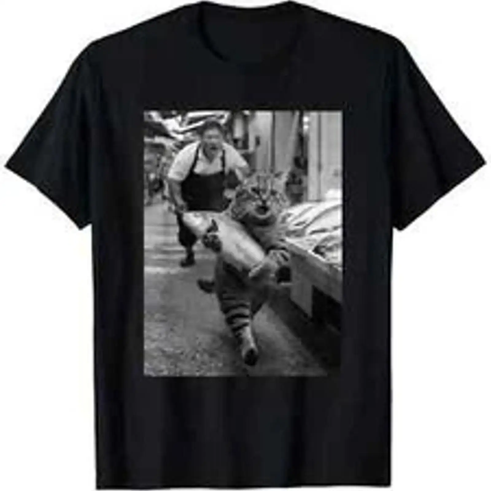 재미있는 고양이가 생선시장을 훔친다 흑백 밈 티셔츠 1 - Vintage Fashion Market 리뷰 및 가격